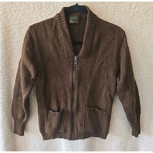 Ansett Pure New Wool Fullzip Cardigan‎ Sweater Dark Brown Tag Says 16 (Fits Med)